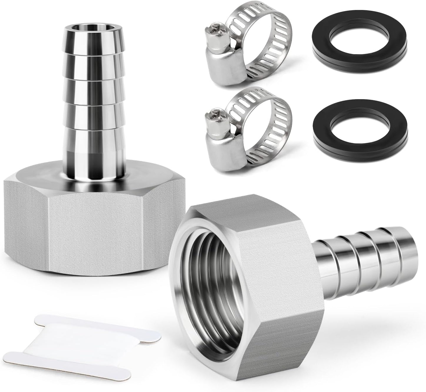 2 Pzas Conectores Manguera Acero Inox 3/4" GHT