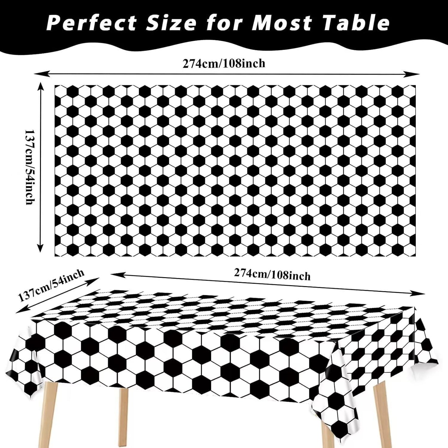 4 Pzas Mantel Plástico Fútbol 54x108pulg Rectangular