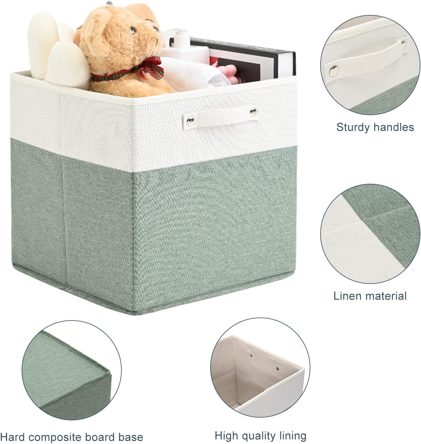6 Pzas Cajas Almacenamiento Lino 13x13" Asas para Hogar