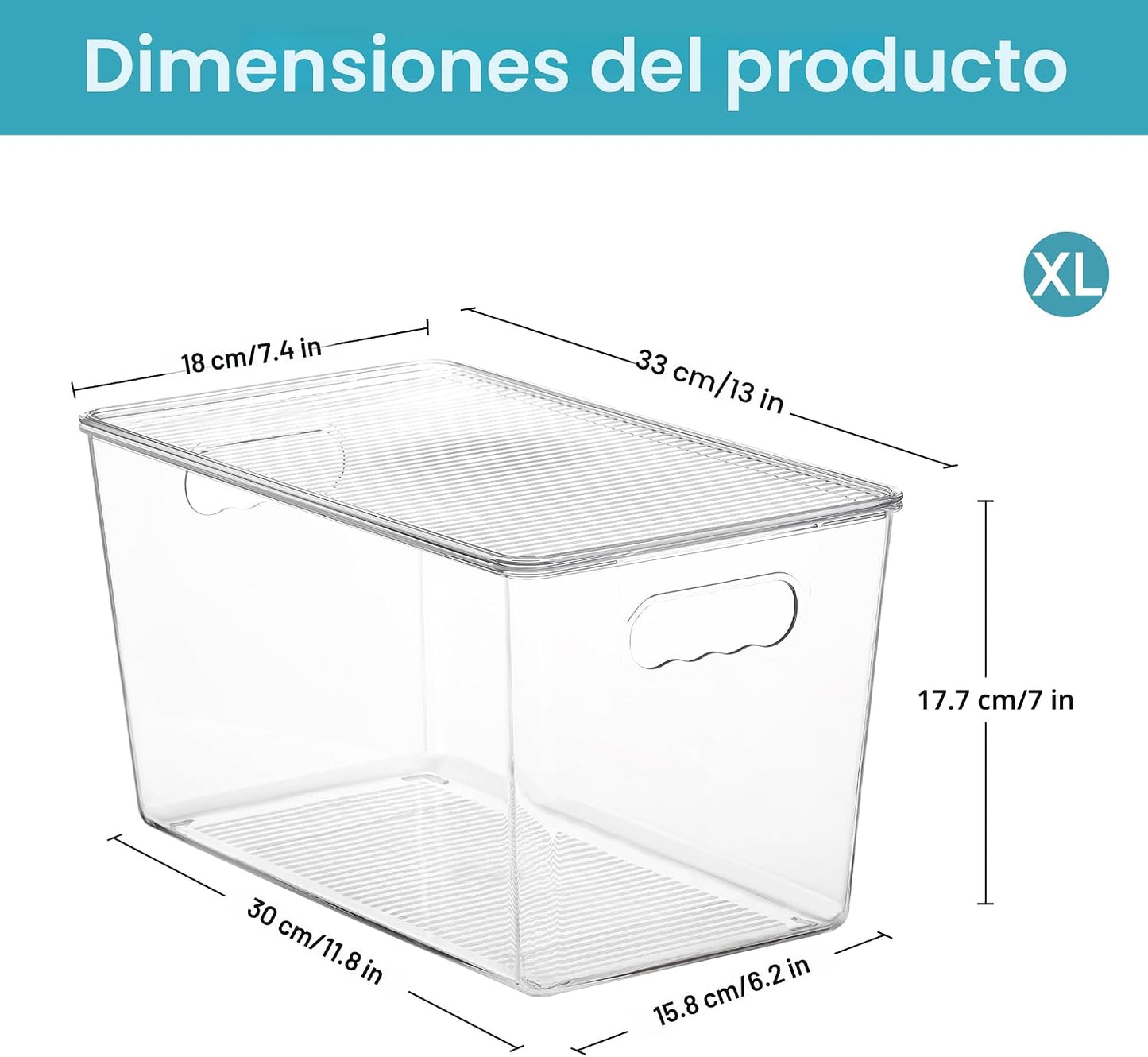 8 Pzas Contenedores Plástico Sin BPA Transparentes con Tapas