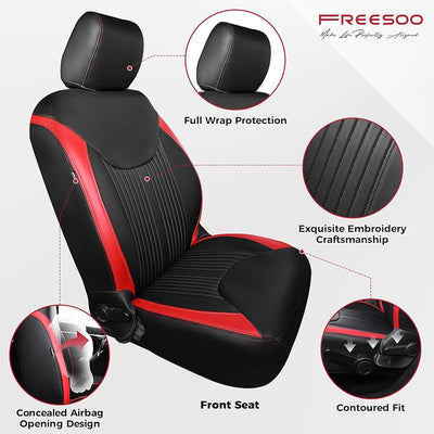 Set fundas asiento Jeep JK cuero sintético Negro Rojo