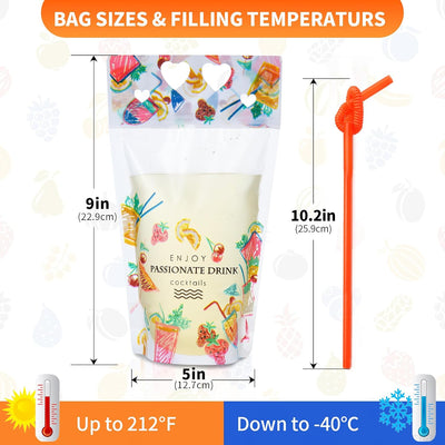 Bolsas transparentes con cremallera y popote 8mil 1.5pulg 100uds