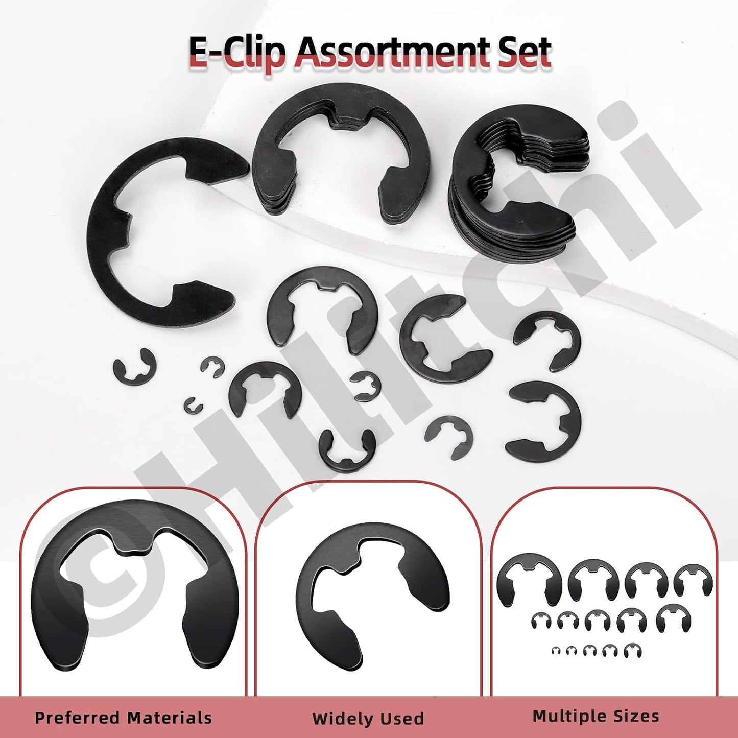 Kit E-Clip acero al manganeso 14 tamaños M1.5 a M15