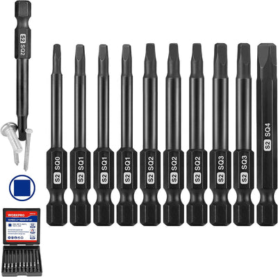 Set 10 puntas cuadradas magnéticas acero S2 1/4pulg