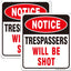 2 Carteles Prohibido Paso Aluminio Reflectante 25x22cm