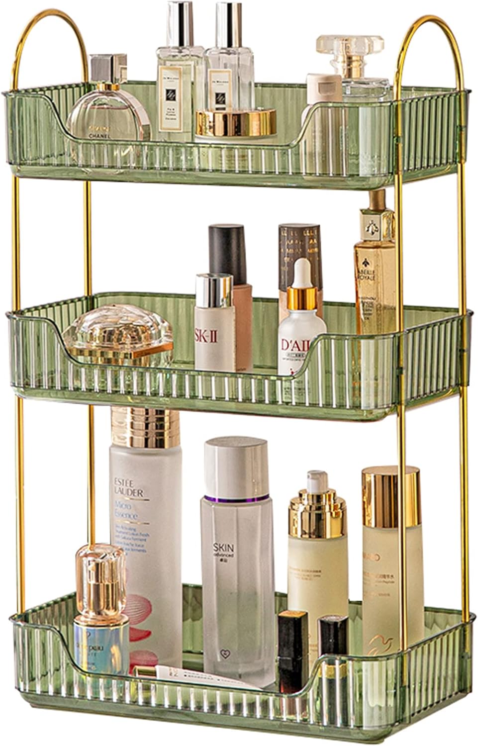 Organiz. encimera baño 3 niveles cosméticos verde