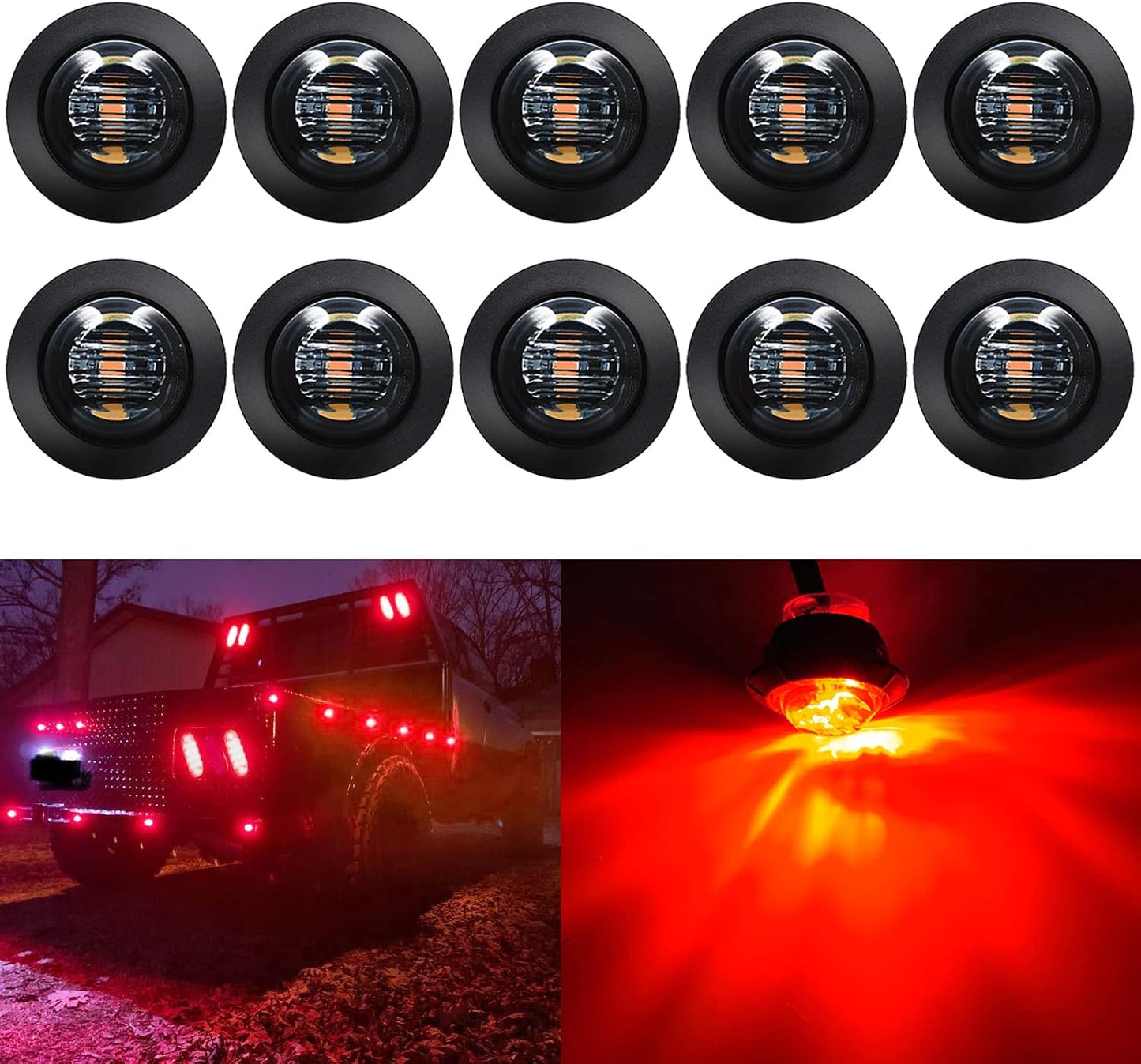10 Luces LED Rojas 12V Impermeables para Remolque