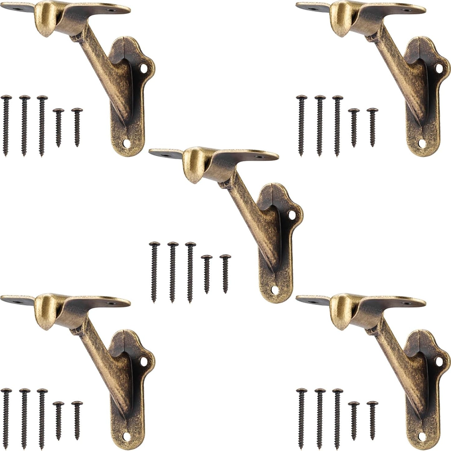 Soportes barandilla escalera 5 pzas latón antiguo