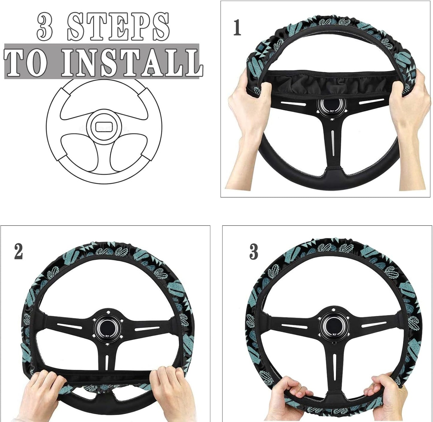 Set 10 Pzas Fundas Asiento Coche Estampado Cactus Verde