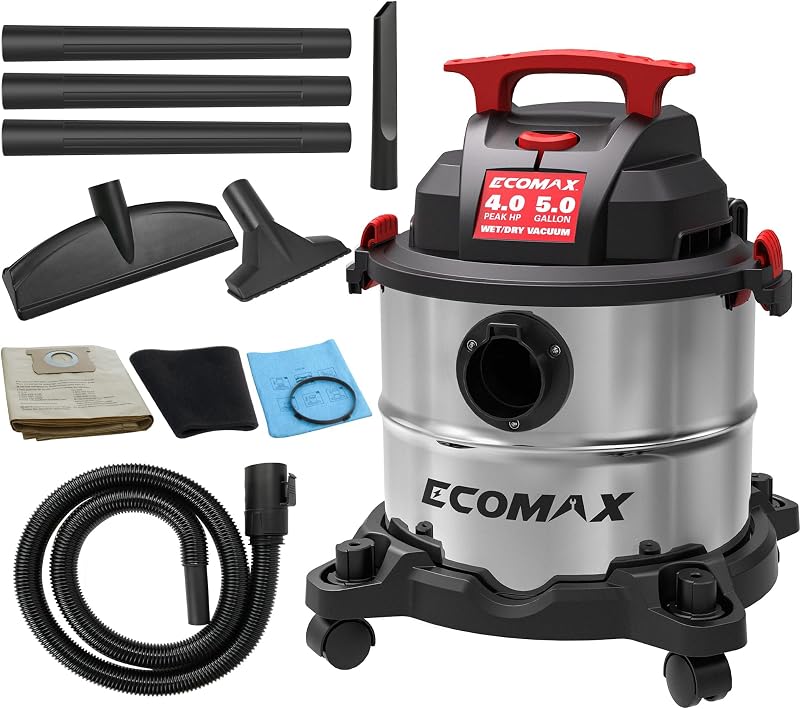 Aspiradora húmeda y seca 5gal 4HP acero inox 3en1