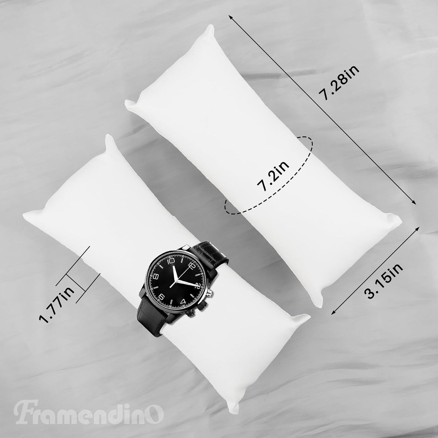 2 Almohadas Largas Piel Sintética para Exhibición Reloj