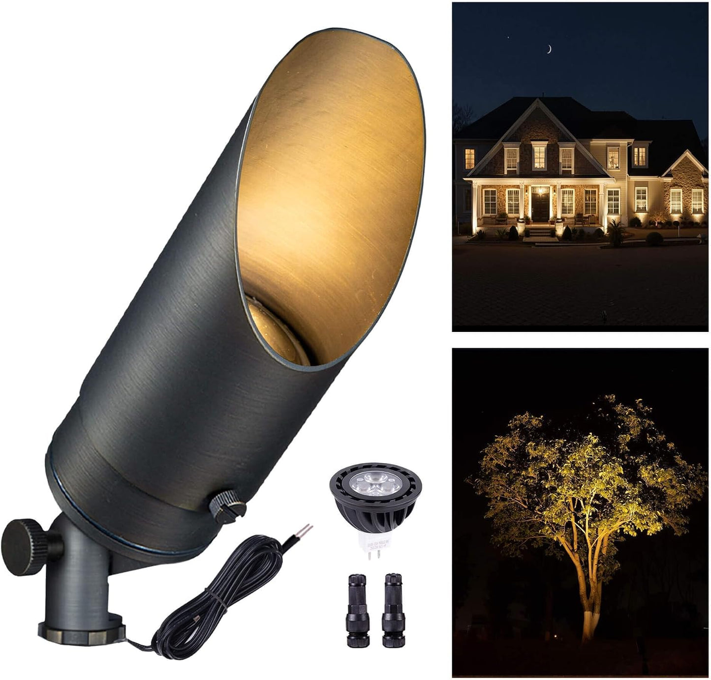 Focos latón 12V LED IP65 para jardín exterior