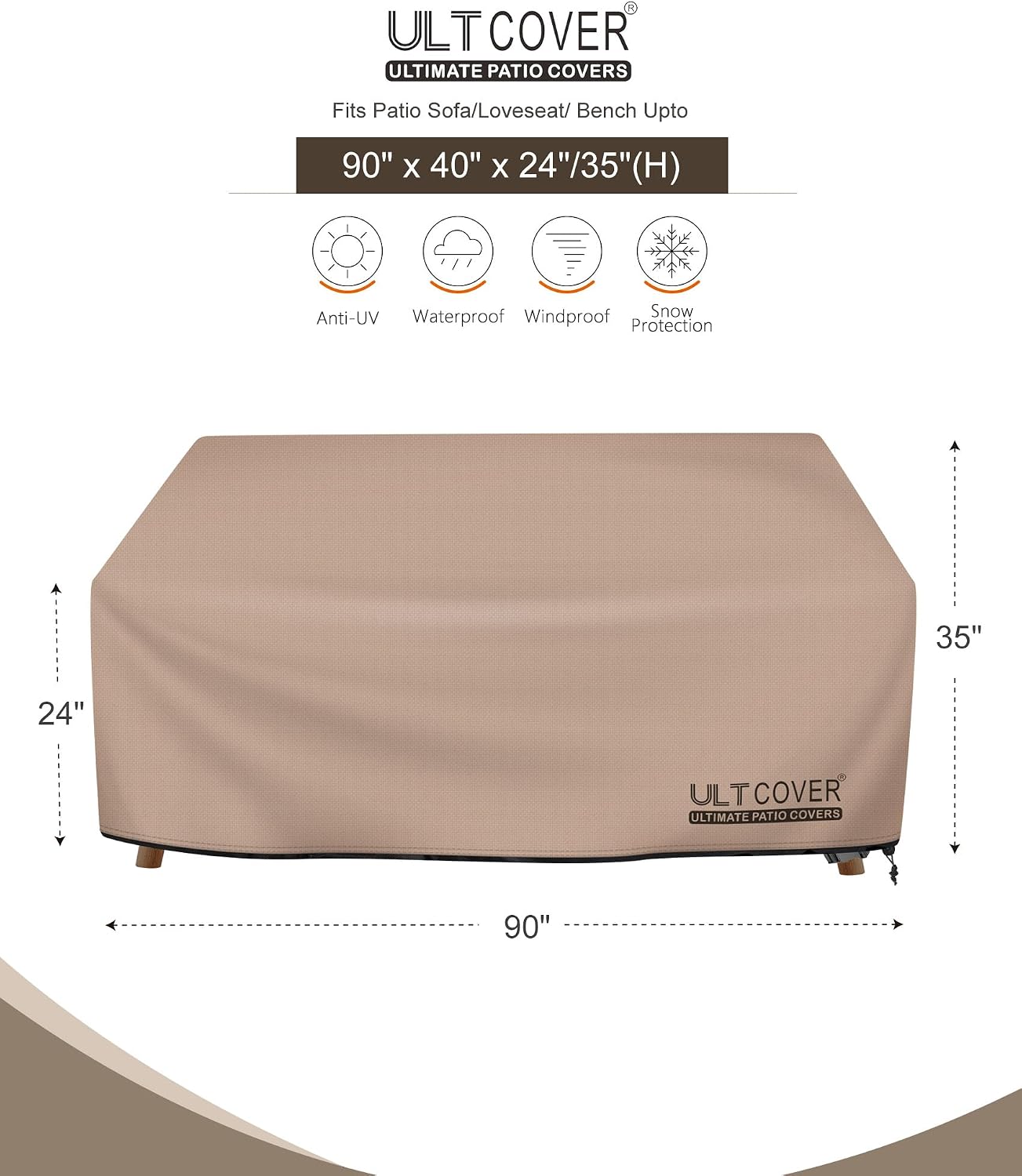 Funda impermeable sofá exterior 90x40x35pulg