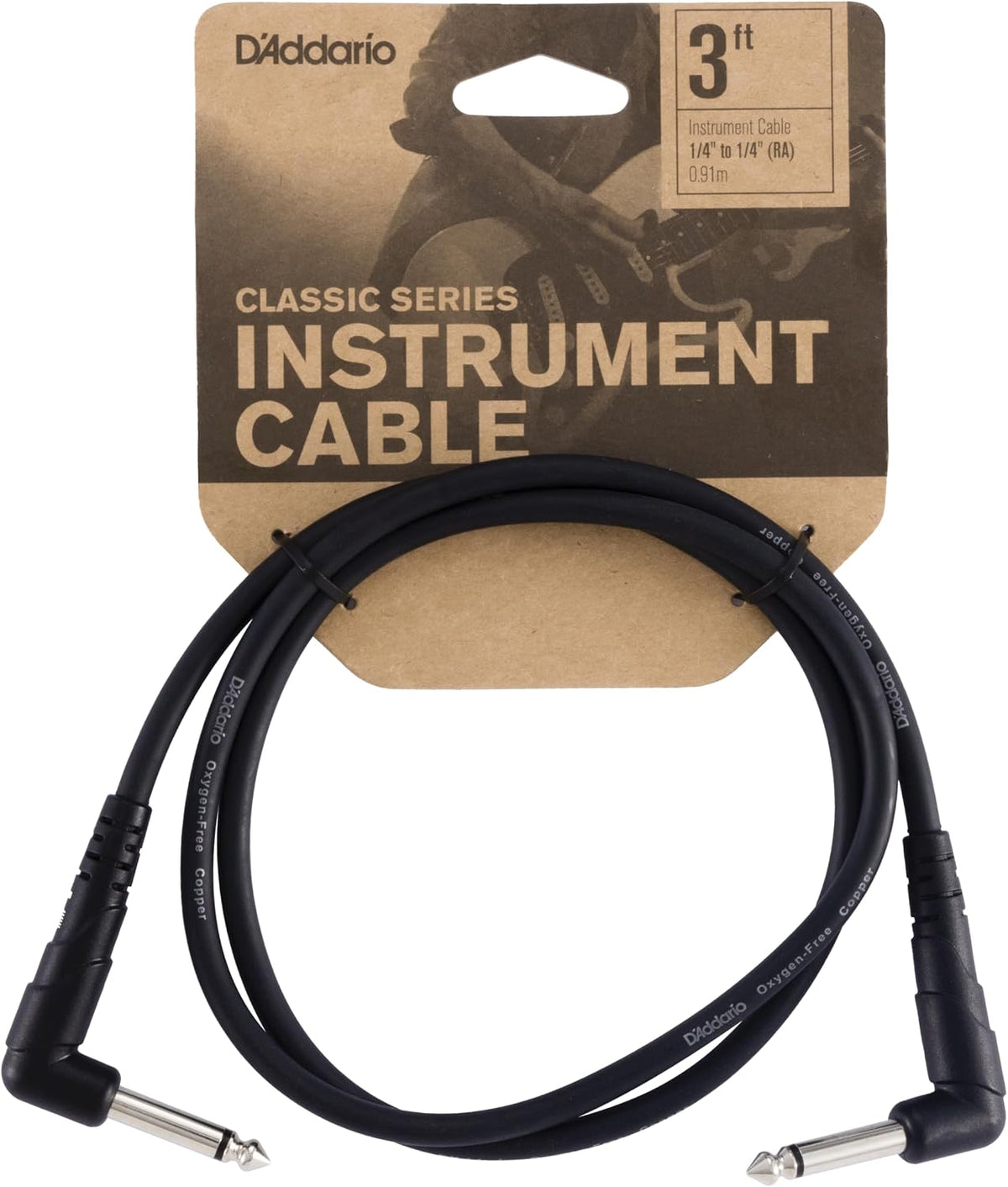 Cable guitarra pedalera macho 1/4 pulg 3ft extremos rectos