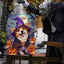Banderas Halloween doble cara 12x18pulg corgi bruja jardín