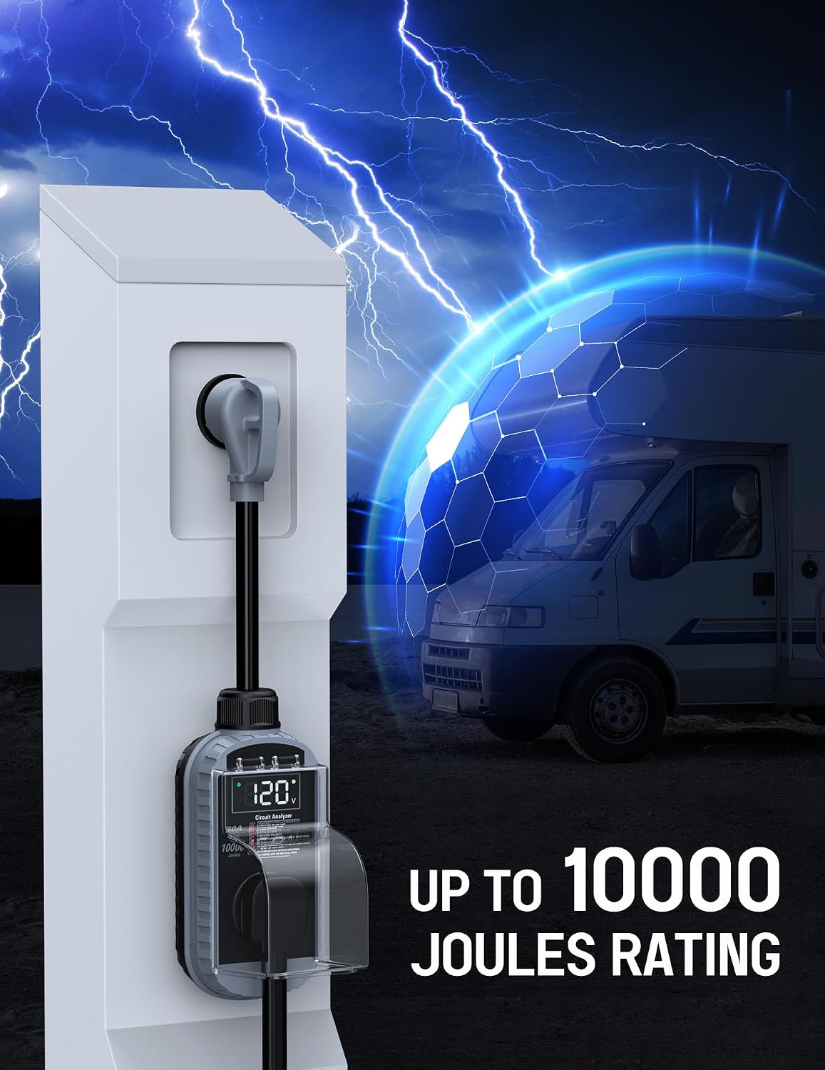 Protector sobretensiones RV 30A con pantalla LED IP67
