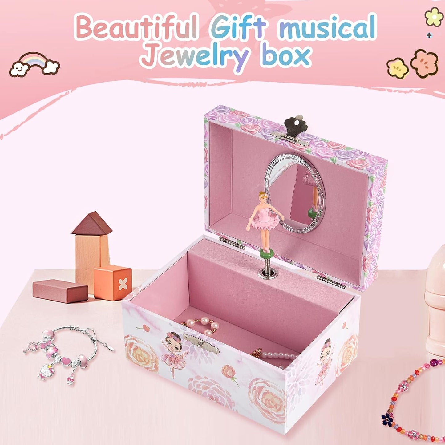 Caja música joyero para niña con bailarina giratoria