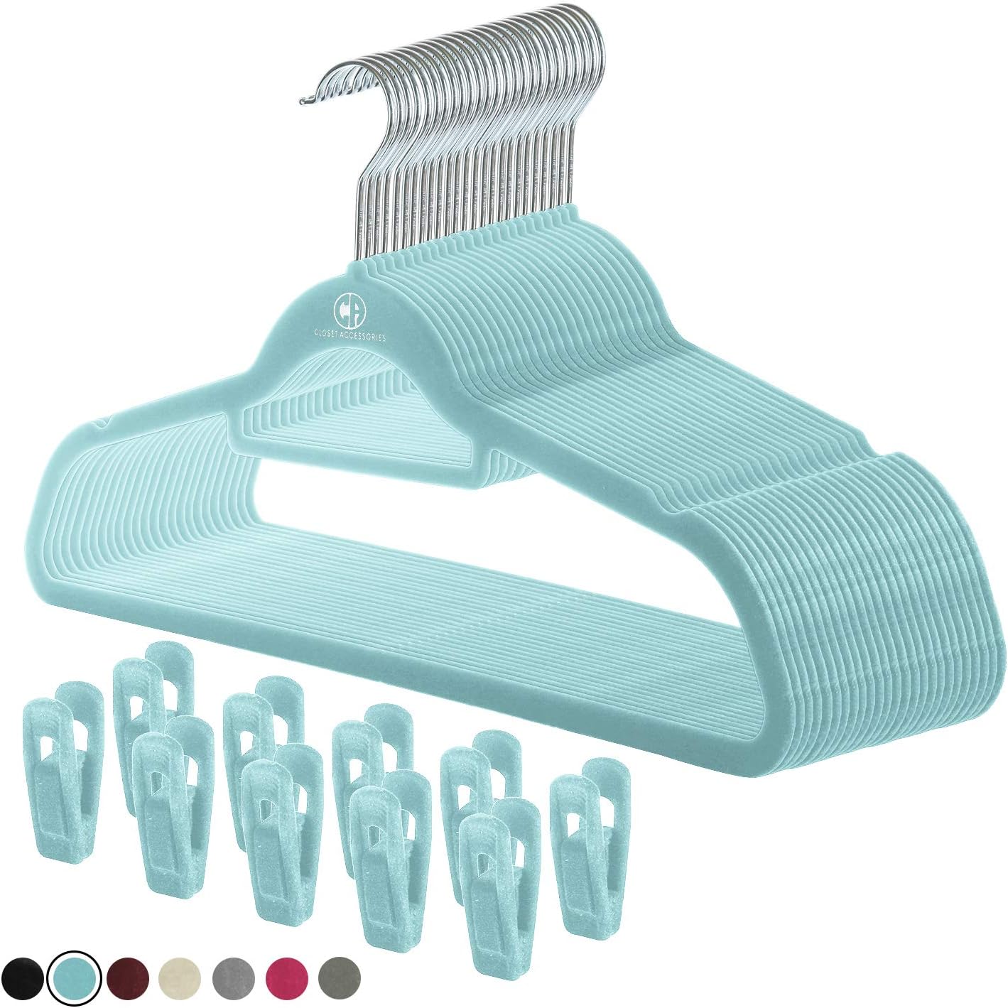 Perchas terciopelo antiderrap set 30 con 20 pinzas
