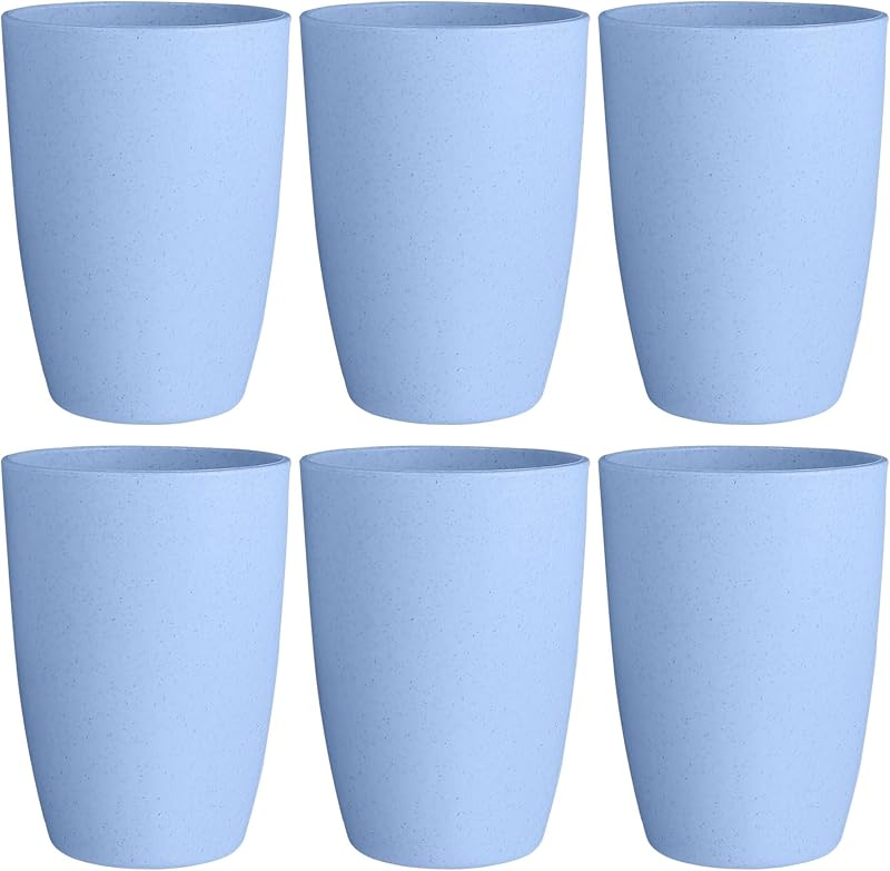 6 Pzas Vasos Paja Trigo 12oz Reutilizables Sin BPA