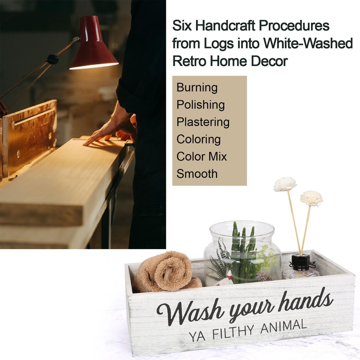 Caja decoración baño cesta papel higiénico señal rústica