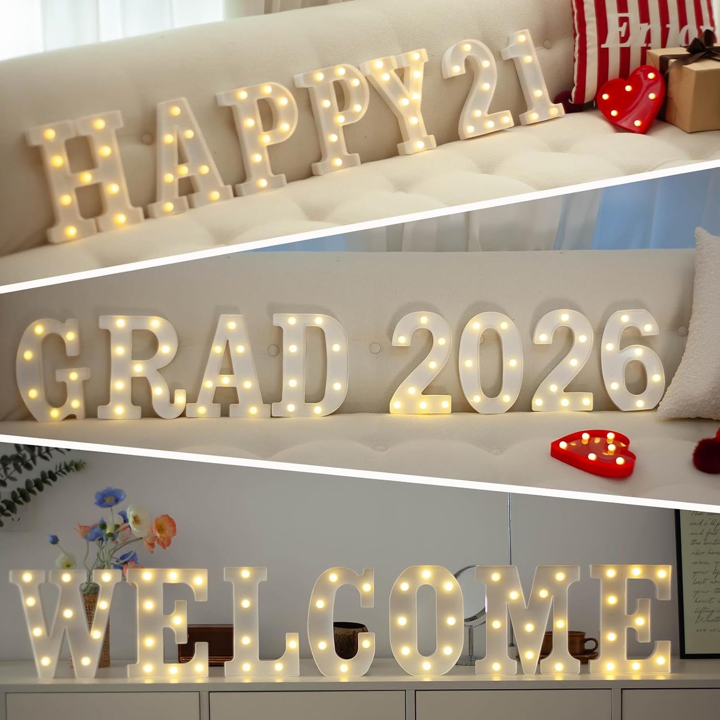 Letras LED blancas 26 letras para fiestas hogar bar