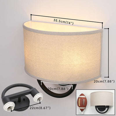 Aplique pared doble 2 luces tela lino para pasillo