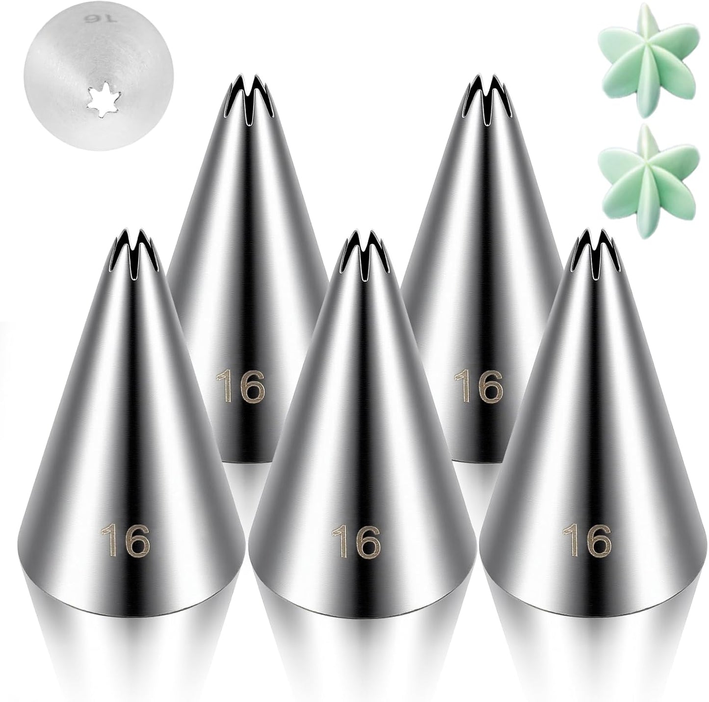 5 Pzas Puntas Estrella Acero Inox para Glaseado Tartas