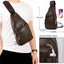 Bolso bandolera cuero hombre impermeable con USB Café Oscuro