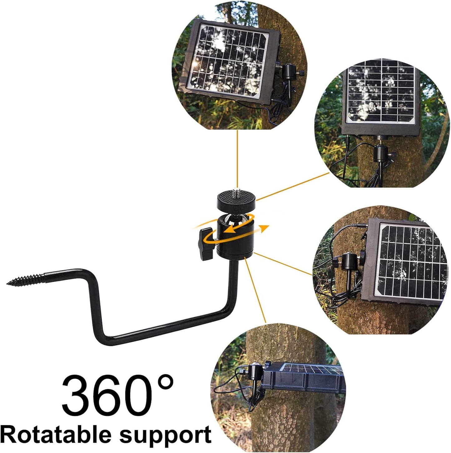 Soporte metal cámara caza y paneles solares negro