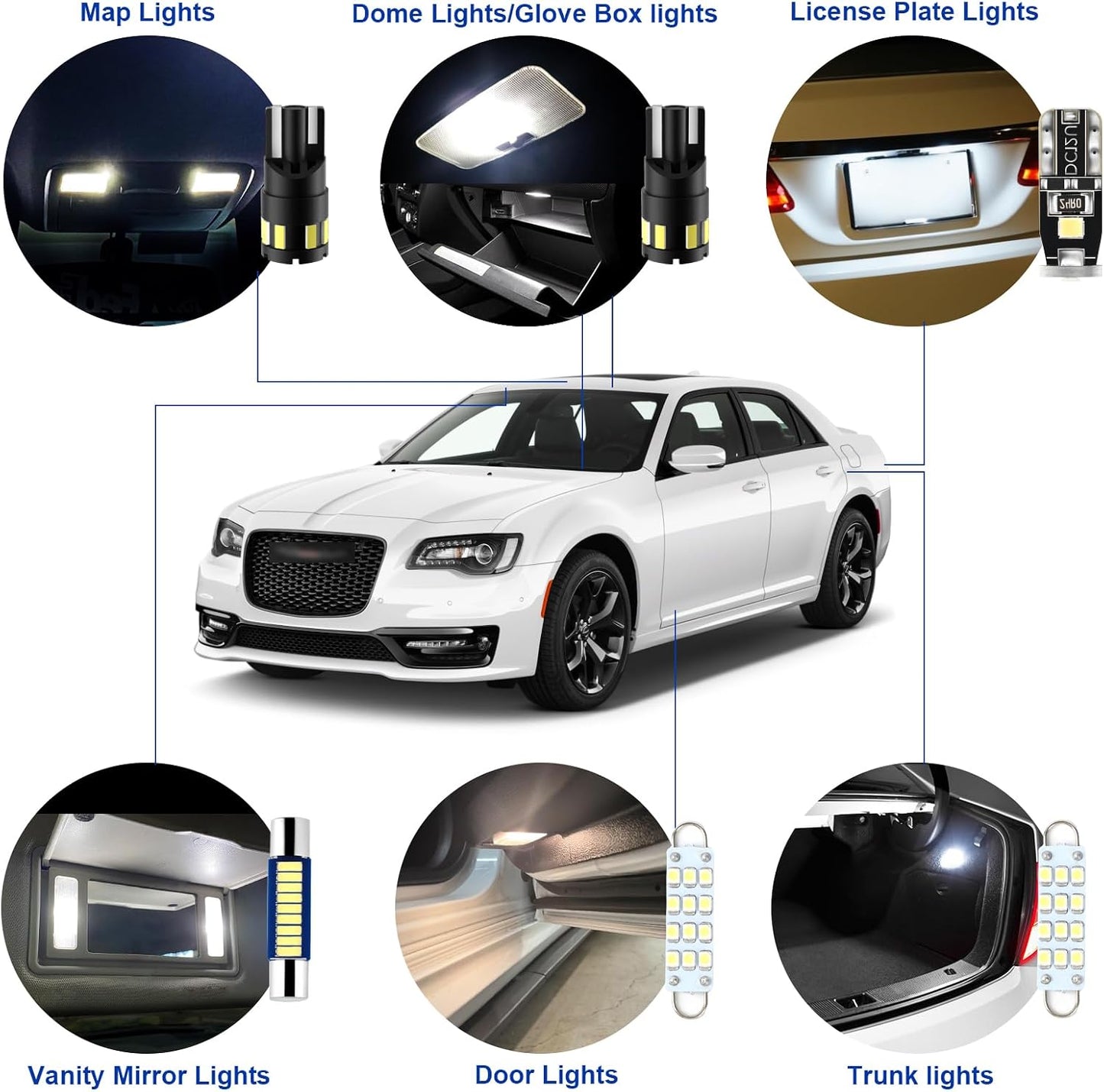 Luces interiores Chrysler 300 11-21 Kit 17 LED blancas