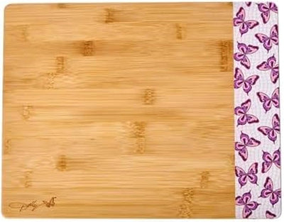 Tabla cortar bambú reversible estampado mariposa rosa 11x14pulg