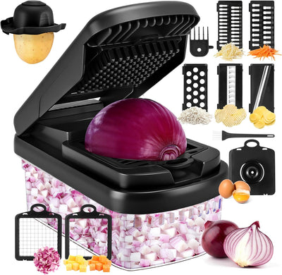 Picador de verduras multifuncional 12 en 1 con 7 cuchillas