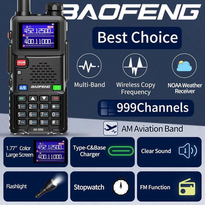 Radio Ham portátil AR-5RM 10W recargable bidireccional USB-C