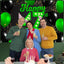 Cartel cumpleaños 47 verde y negro decoración confeti