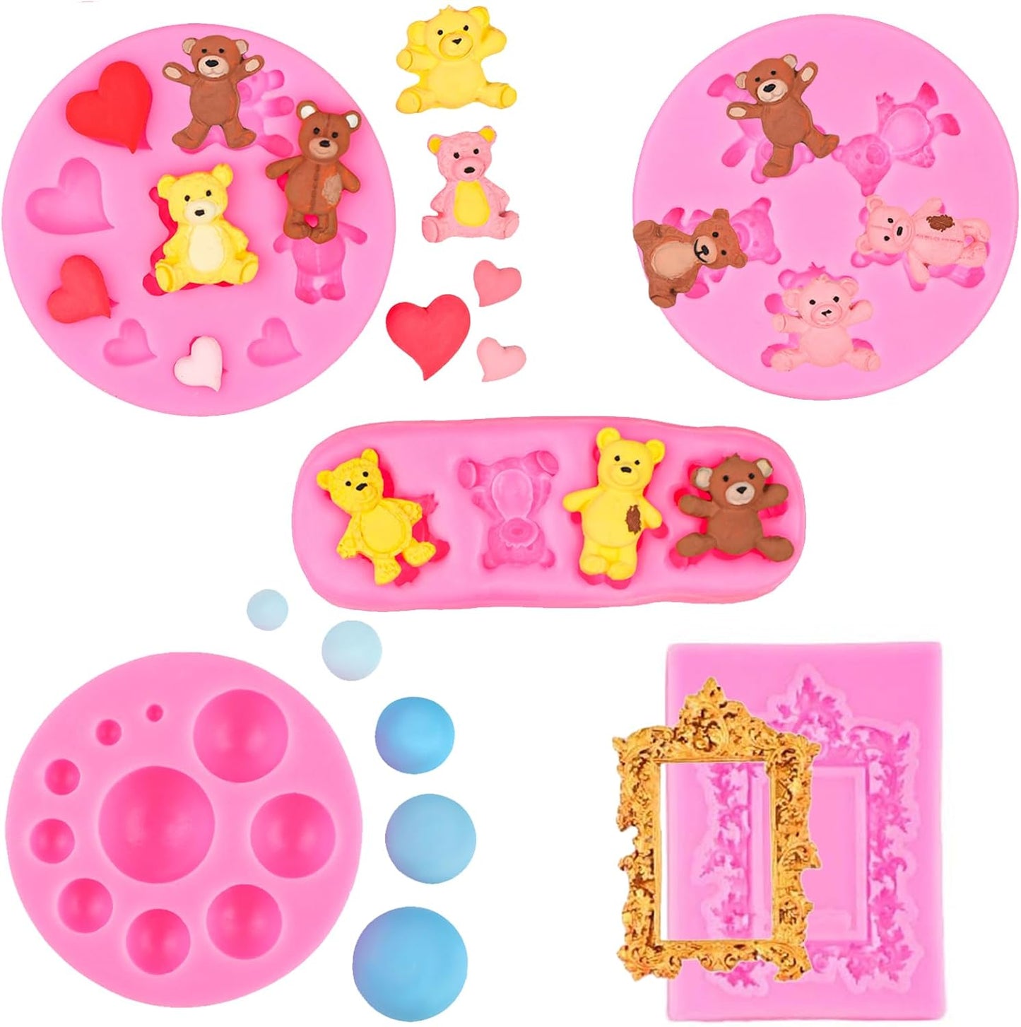 Molde de silicona para chocolate y fondant de perlas, 5 unidades