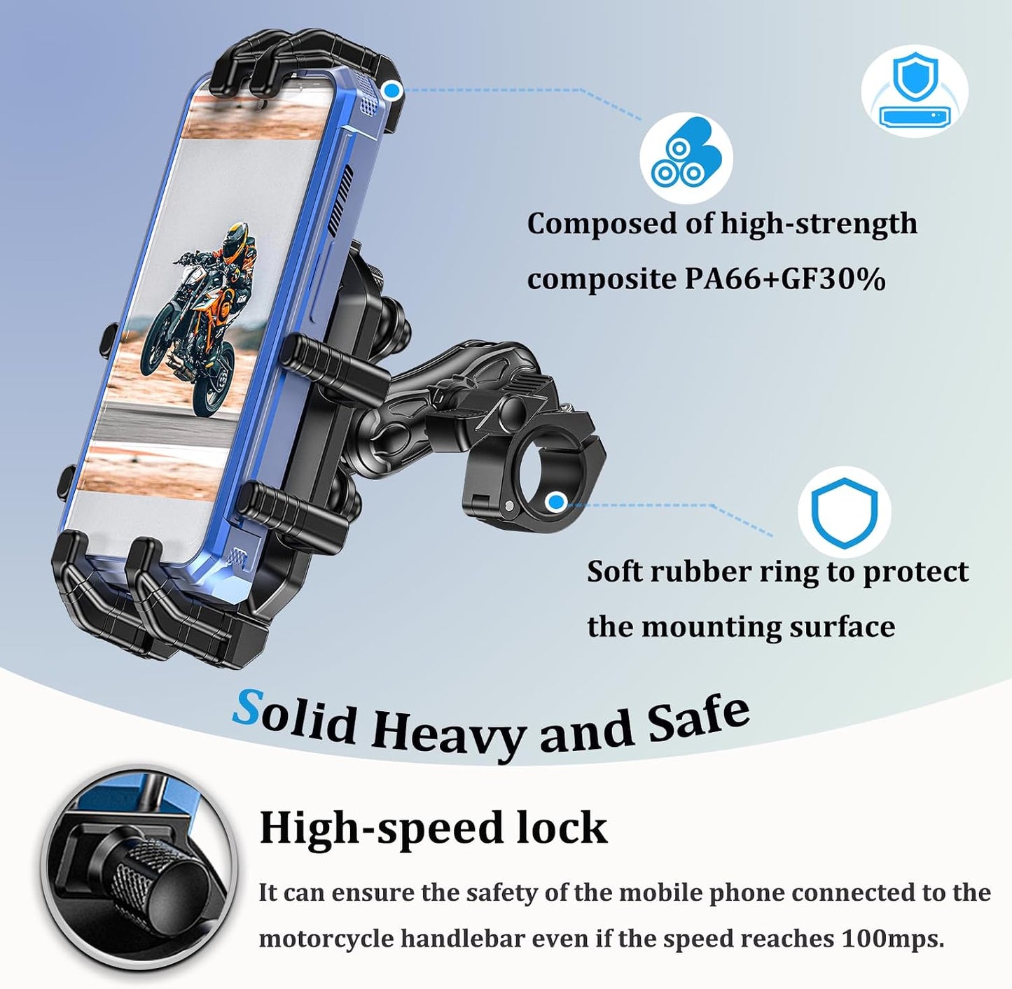 Soporte teléfono motocicleta ajustable manillar ATV
