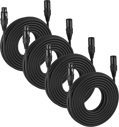 Cable DMX flexible 25ft 3 pines XLR macho a hembra negro