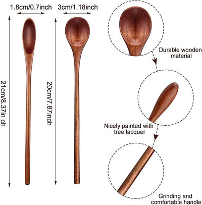 4 Cucharas Café Madera Cuchara Mango Largo
