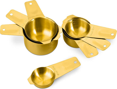 7 Pzas Tazas Medidoras Acero Inox Dorado
