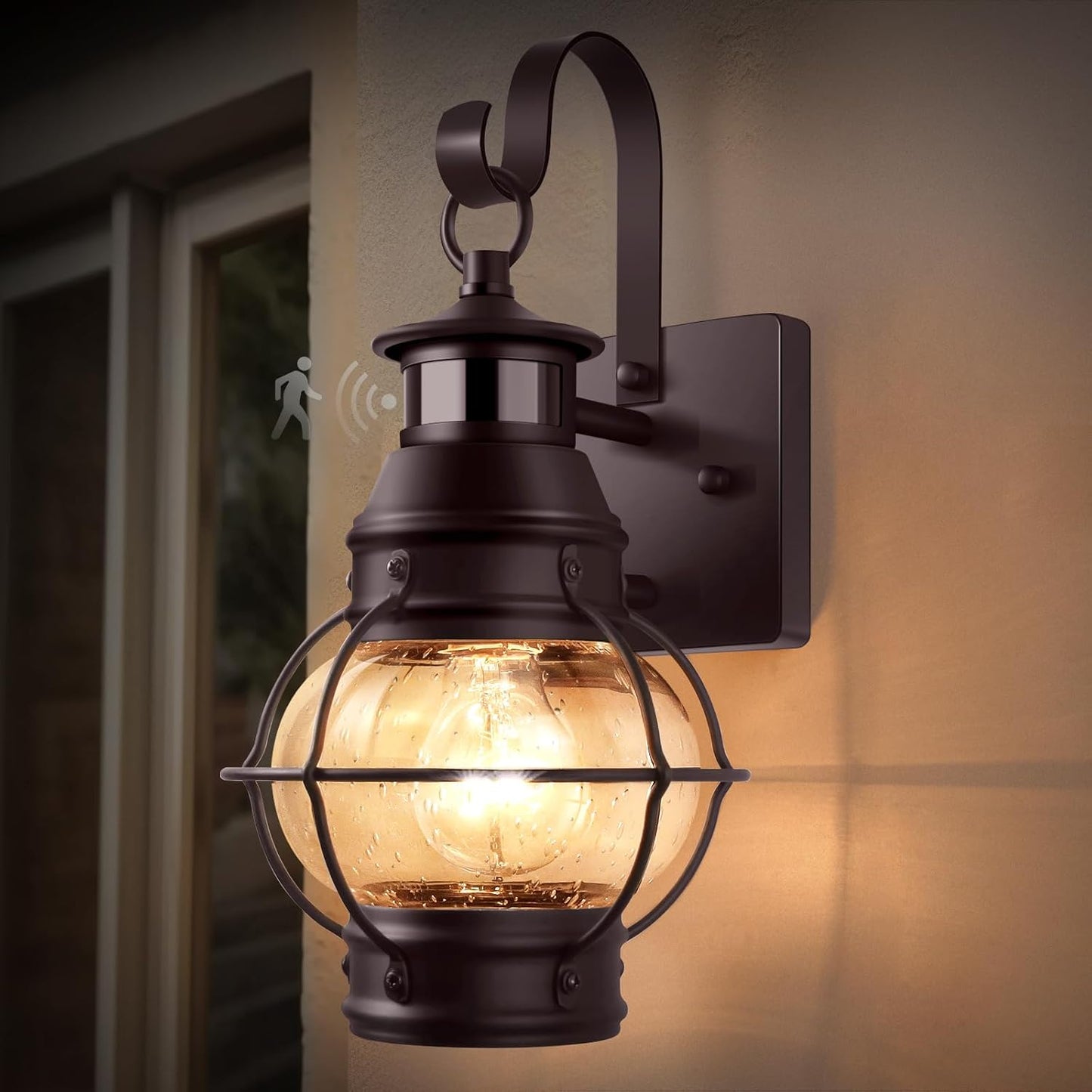 Luz bronce exterior con sensor movimiento atardecer amanecer