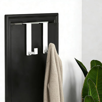 Ganchos acero inox para puerta dormitorio oficina forma L blanco