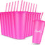 12 Vases Reutiliz. con Purpurina 24oz Rosa