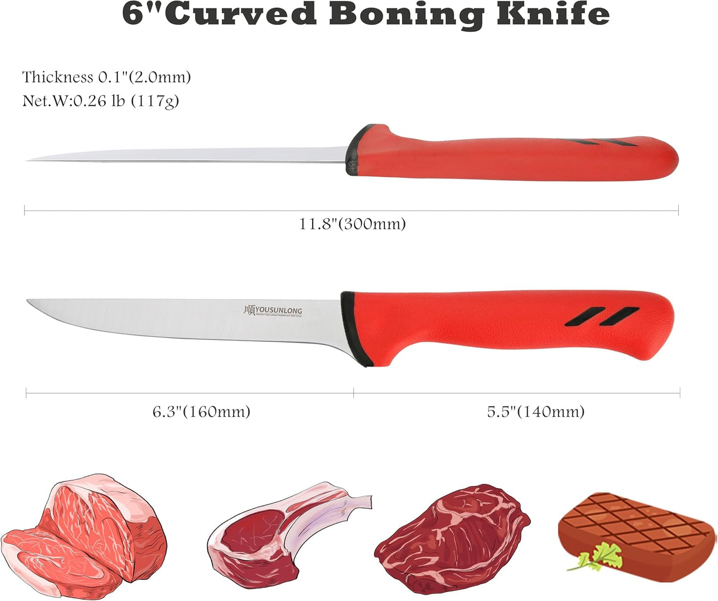 Cuchillo chef 6pulg acero alto carbono mango antiderrap