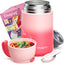 Termo comida caliente 26oz con cuchara acero térmico rosa