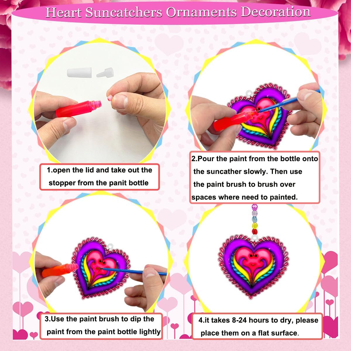 30 Set Atrapasoles Corazón San Valentín Pintura Ventana