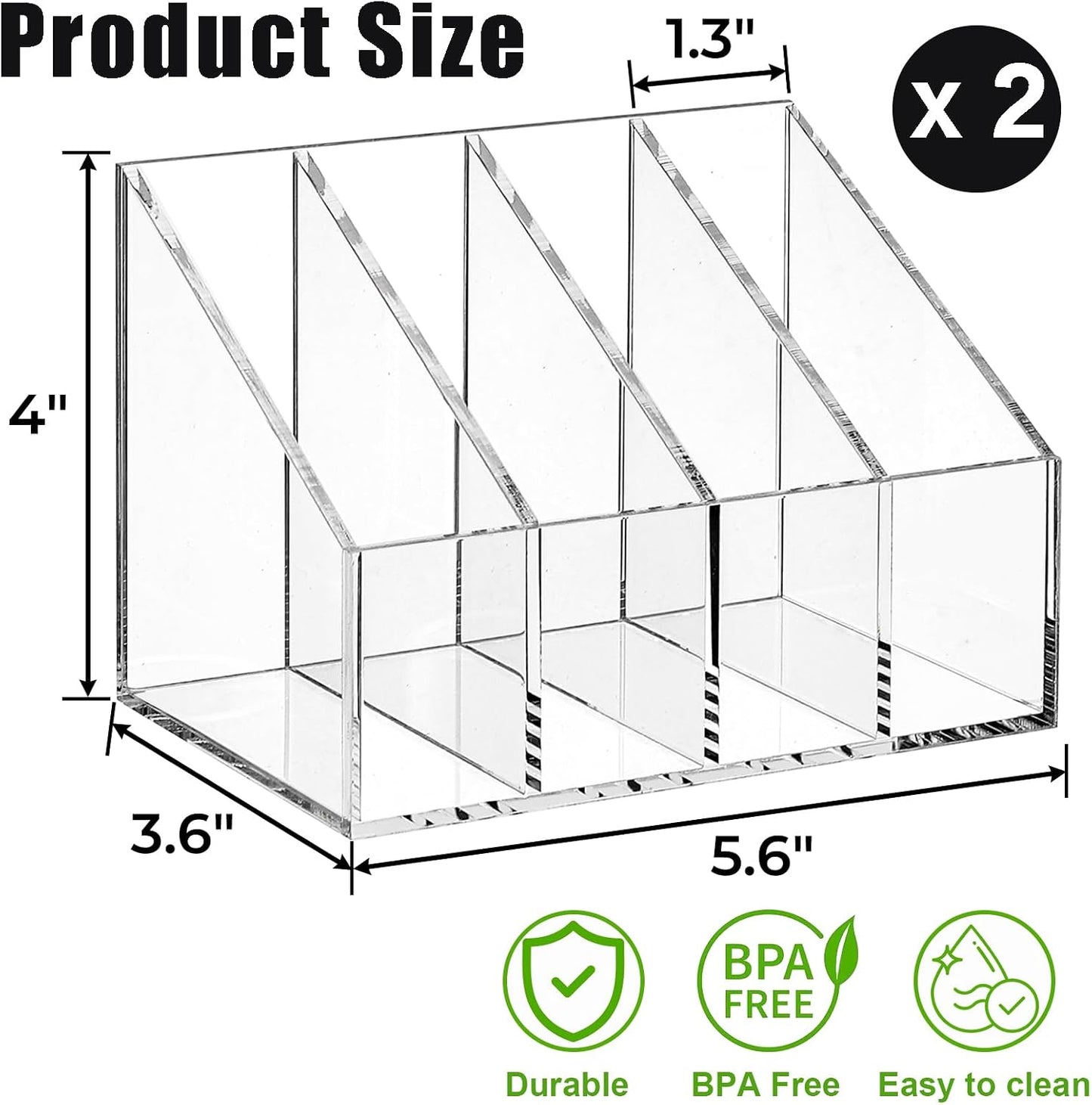 2 Pzas Soporte Bebidas Acrílico 4 Compartimentos Cubo Té