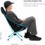Silla camping plegable respaldo alto azul con bolsillos