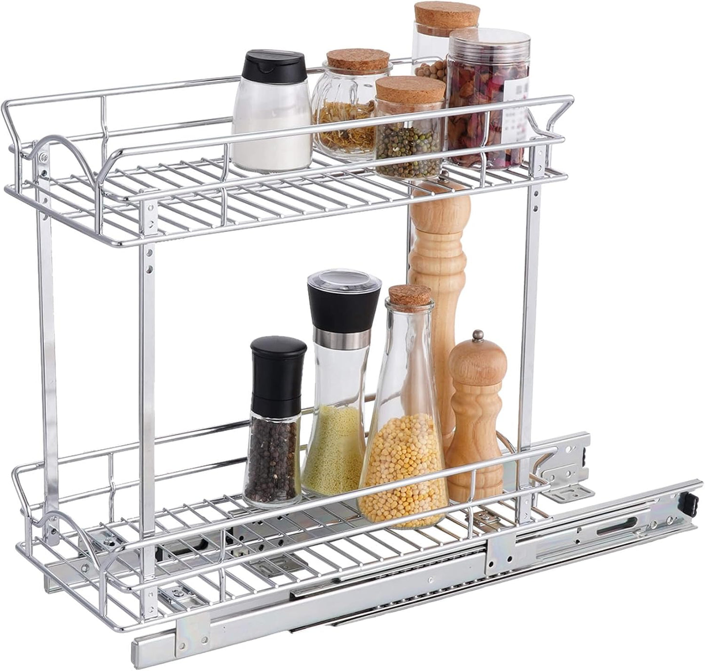 Organiz. gabinete deslizante 5x17" cromado 2 niveles