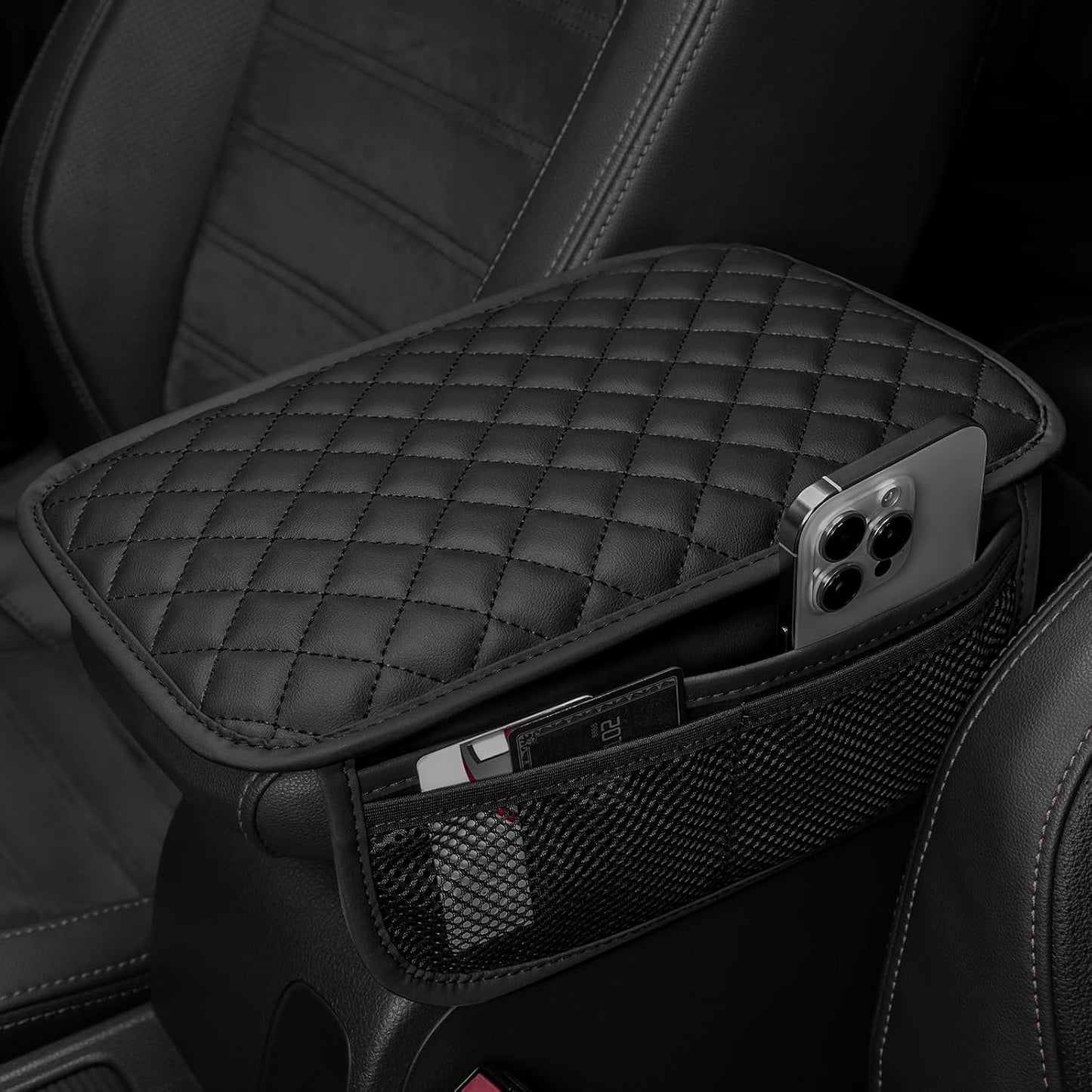 Funda reposabrazos coche cuero 6 bolsillos gruesa universal