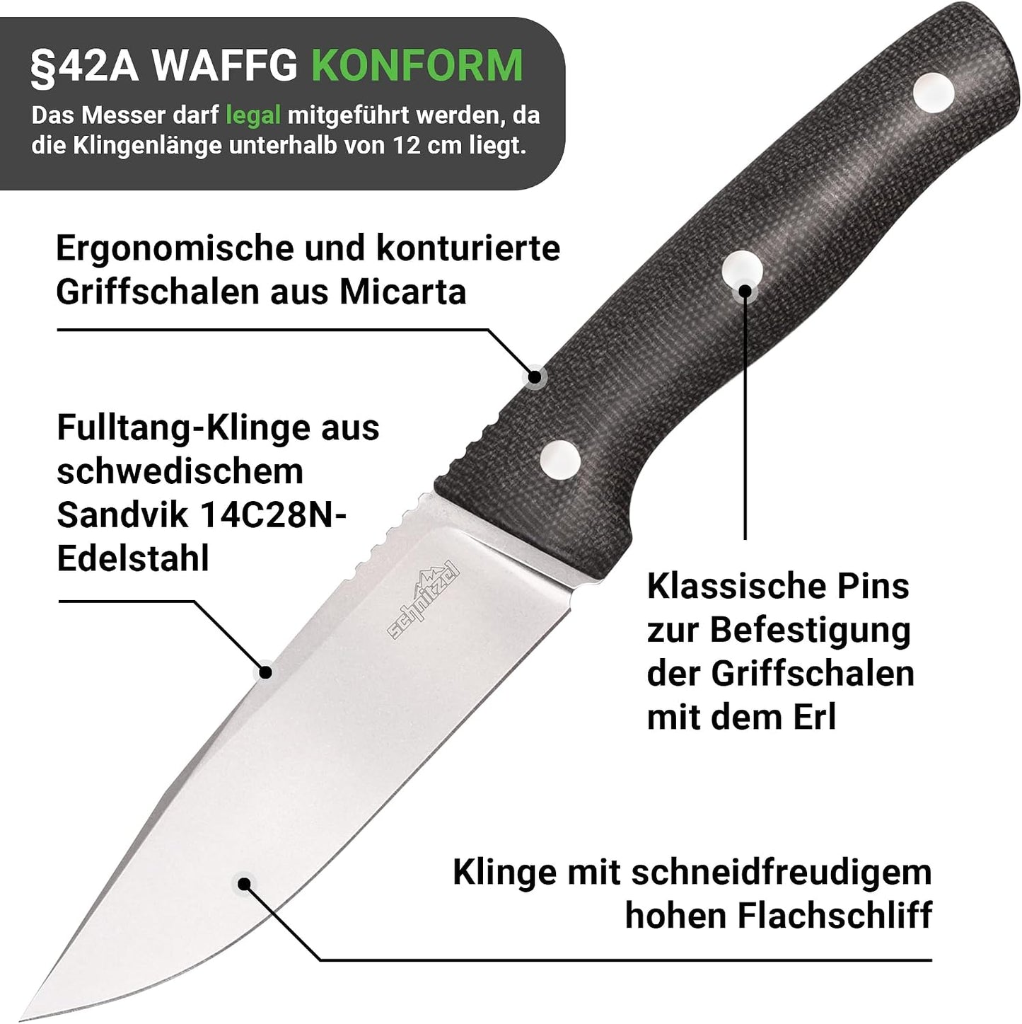 Cuchillo exterior con funda kydex colgante para adultos